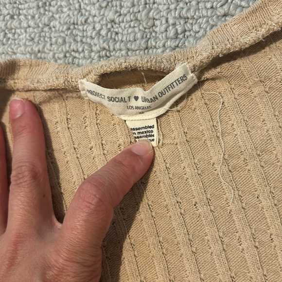 Urban outfitters x social t ribbed tan button top - Picture 2 of 5